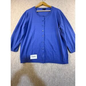 Talbots Womens XL Periwinkle Blue Button Front Cardigan Sweater 3/4 Sleeve Cla